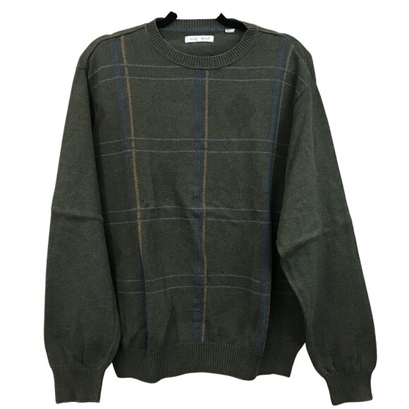 Alex Cannon Mens Green Plaid Long Sleeve Sweater Size L Crewneck - Picture 1 of 6